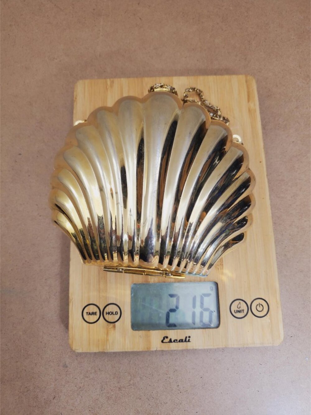 Vintage Shiny Gold Seashell Beach Acrylic 3d Plastic Clasp Closure Large - Picture 10 of 16